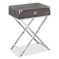 Alana 18.25 Accent Table With Storage - Grey & Chrome