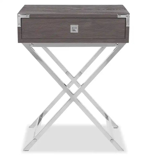 18.25 Accent Table With Storage - Grey & Chrome