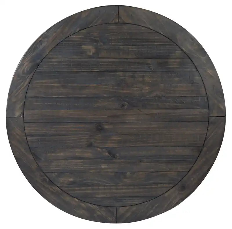 40 Traditional Round Coffee Table with Shelf - Dark Grey-Brown Wood