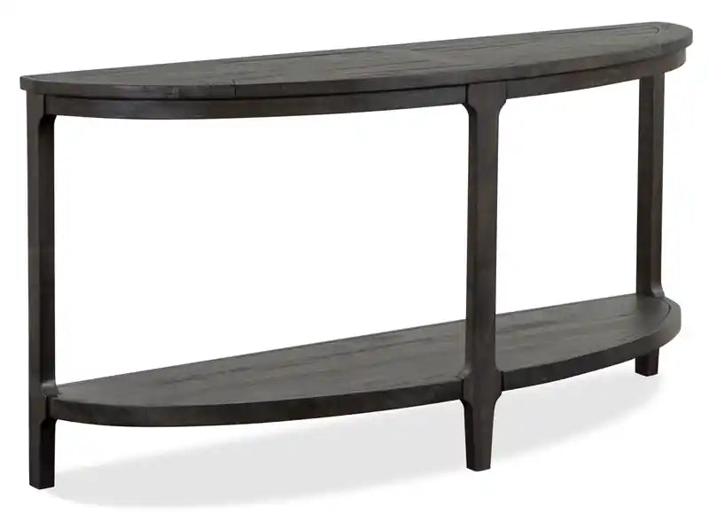 Axl 55 Traditional Sofa Table with Shelf - Dark Grey-Brown Wood