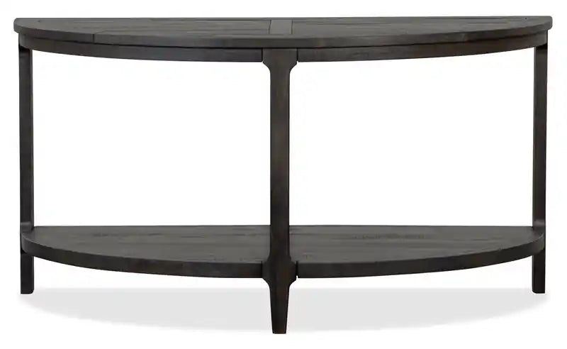 55 Traditional Sofa Table with Shelf - Dark Grey-Brown Wood