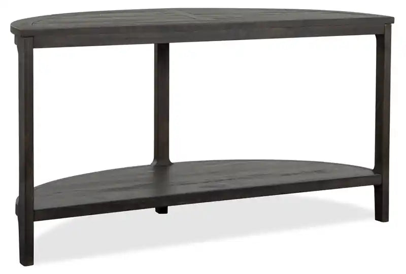 55 Traditional Sofa Table with Shelf - Dark Grey-Brown Wood