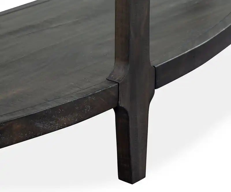 55 Traditional Sofa Table with Shelf - Dark Grey-Brown Wood