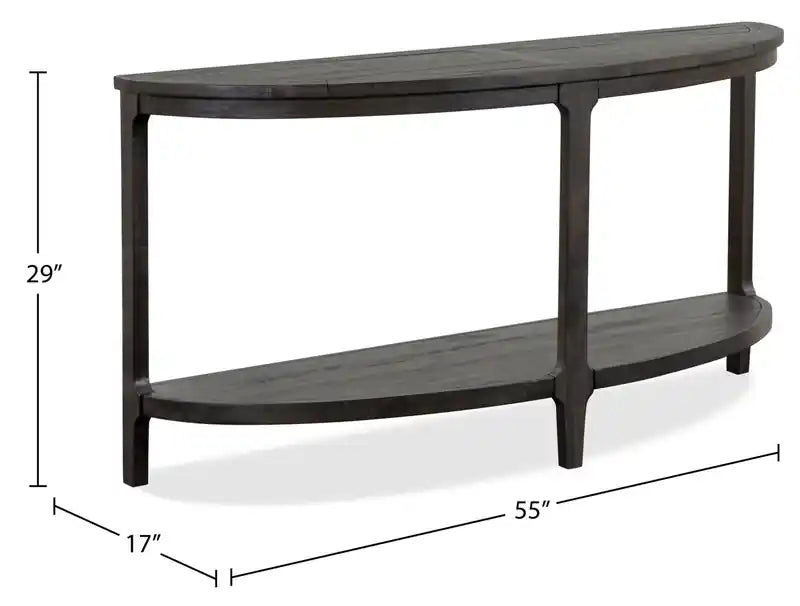 55 Traditional Sofa Table with Shelf - Dark Grey-Brown Wood