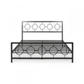 Robert Metal Construction Bed Frame With Circular Design Headboard And Footboard,king Size,black King Bed