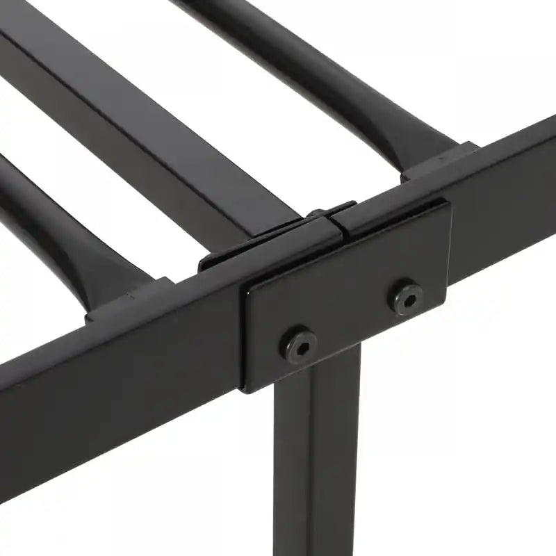 Metal Construction Bed Frame With Circular Design Headboard And Footboard,king Size,black King Bed
