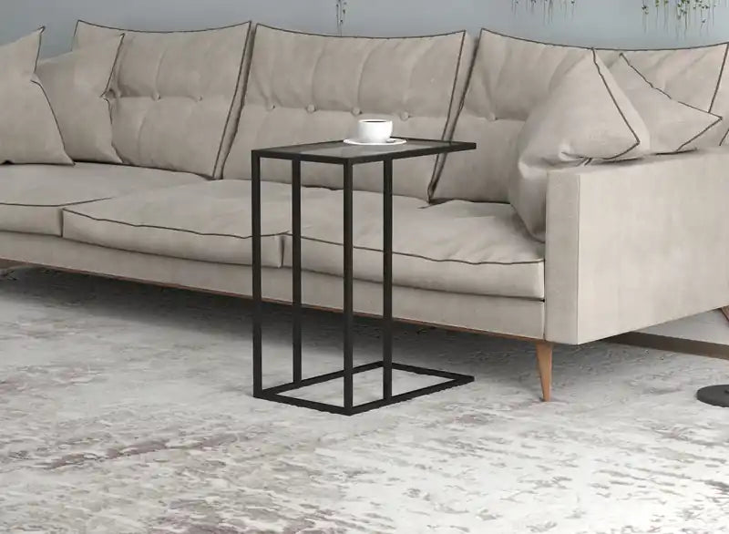 19 C-Shaped End Table With Metal Frame
