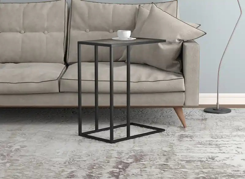 19 C-Shaped End Table With Metal Frame