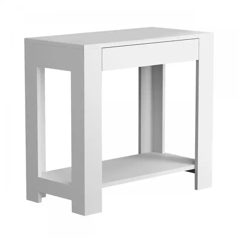 24 Classic Narrow Accent Table With Hidden Storage & Lower Shelf