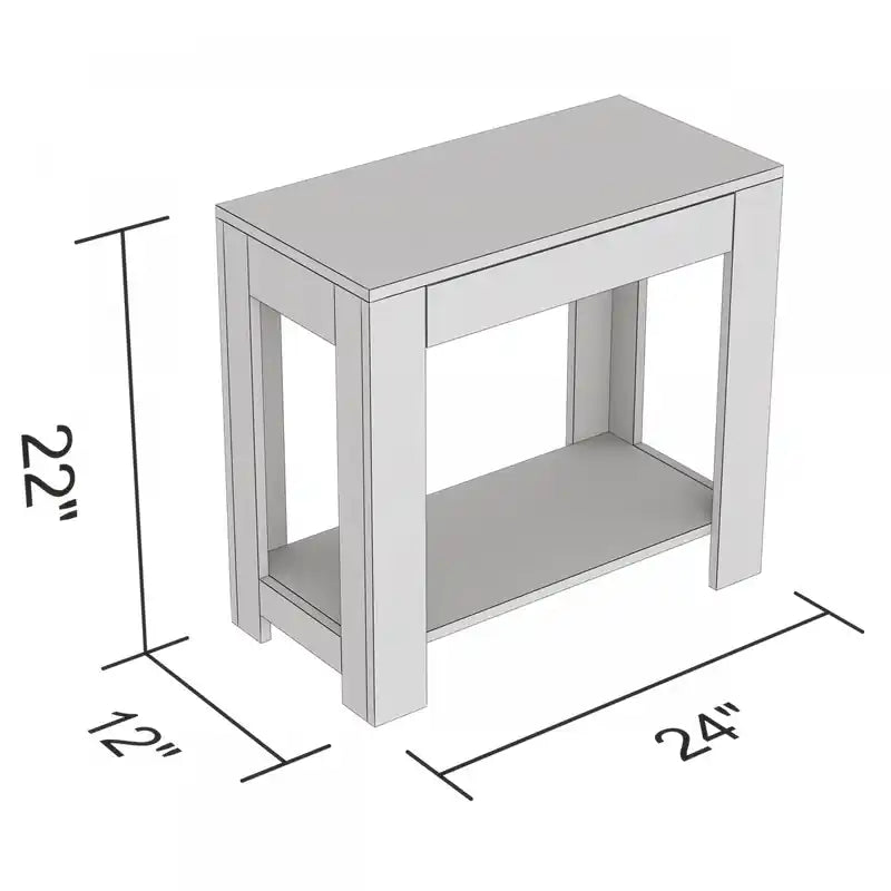 24 Classic Narrow Accent Table With Hidden Storage & Lower Shelf