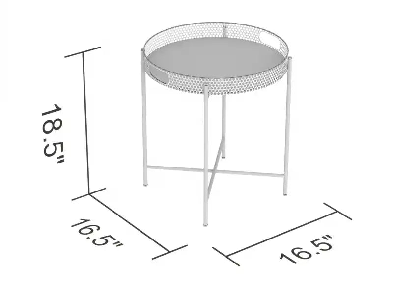 End Table With Mirror - Gold Round Shape Top