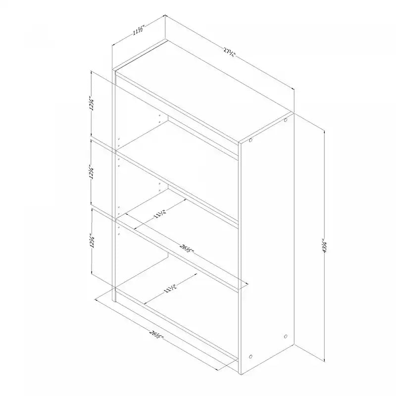 3-shelf Bookcase - Pure White