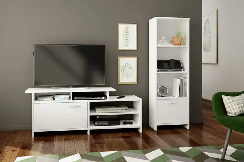 Step One 3-shelf Bookcase With Door Pure White