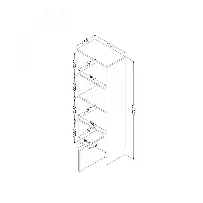 Step One 3-shelf Bookcase With Door Pure White