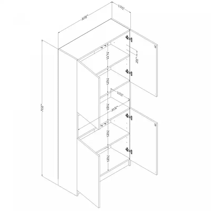 4-door Bookcase With Open Storage - Bleached Oak