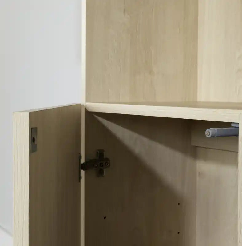 4-door Bookcase With Open Storage - Bleached Oak
