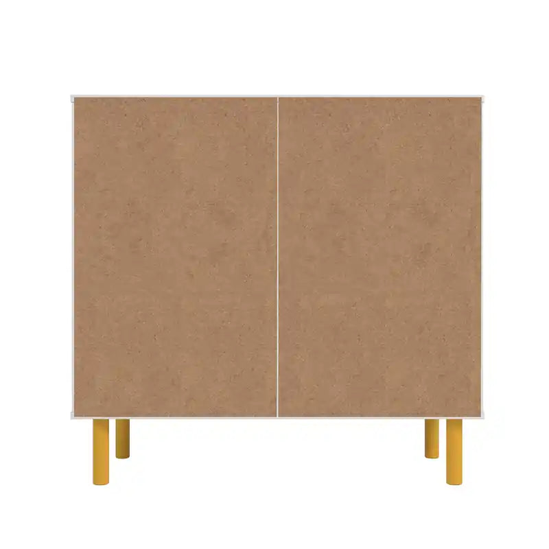 Mid-Century Modern Retro Sideboard with 6 Shelves - White & Multi-Colour