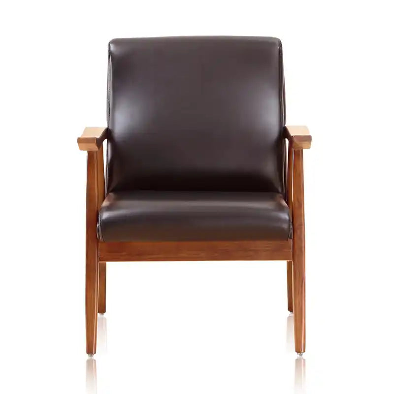 Faux Leather Accent Chair - Black & Amber