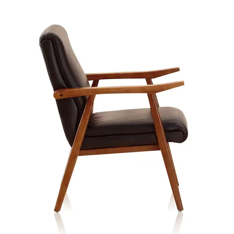 Faux Leather Accent Chair - Black & Amber