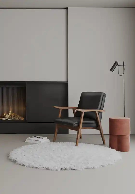 Faux Leather Accent Chair - Black & Amber
