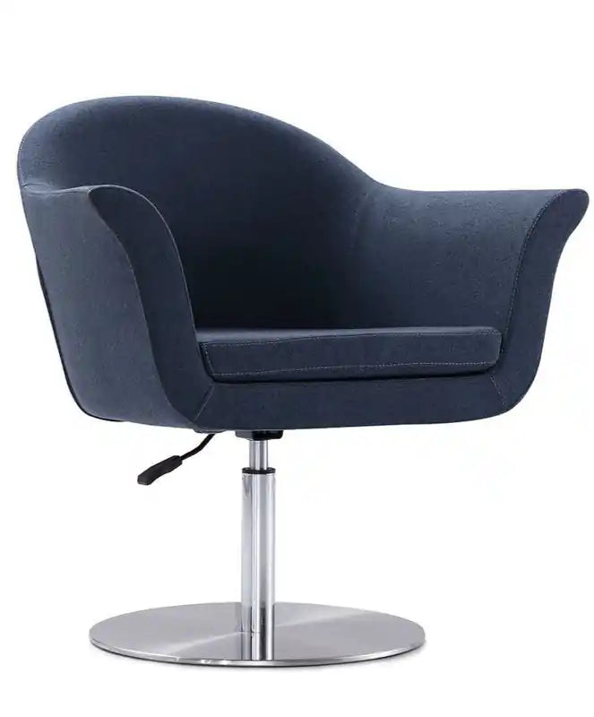 Manhattan Comfort Voyager Brushed Metal Woven Swivel Adjustable Accent Chair - Smokey Blue
