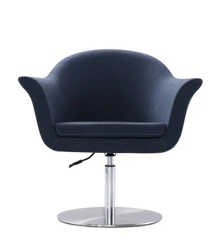 Brushed Metal Woven Swivel Adjustable Accent Chair - Smokey Blue