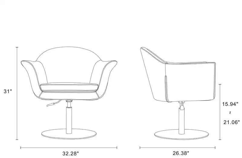 Brushed Metal Woven Swivel Adjustable Accent Chair - Smokey Blue