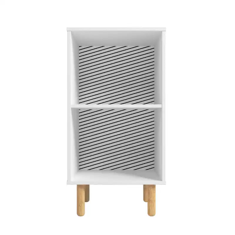 Nightstand with 2 Shelves - White & Zebra