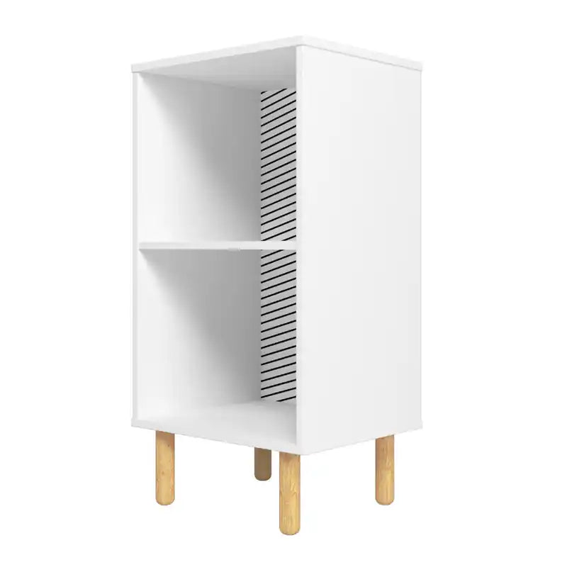 Nightstand with 2 Shelves - White & Zebra