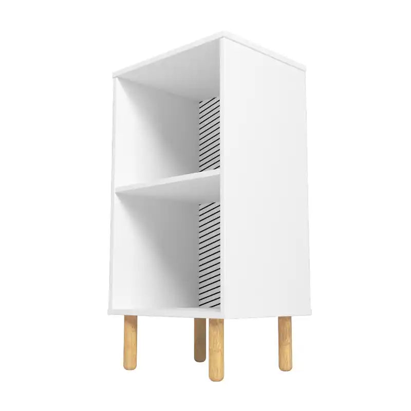 Nightstand with 2 Shelves - White & Zebra