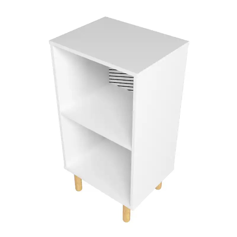 Nightstand with 2 Shelves - White & Zebra