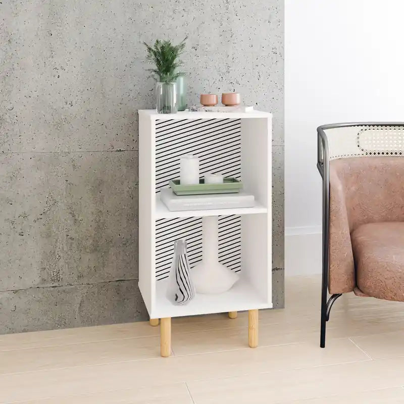 Nightstand with 2 Shelves - White & Zebra
