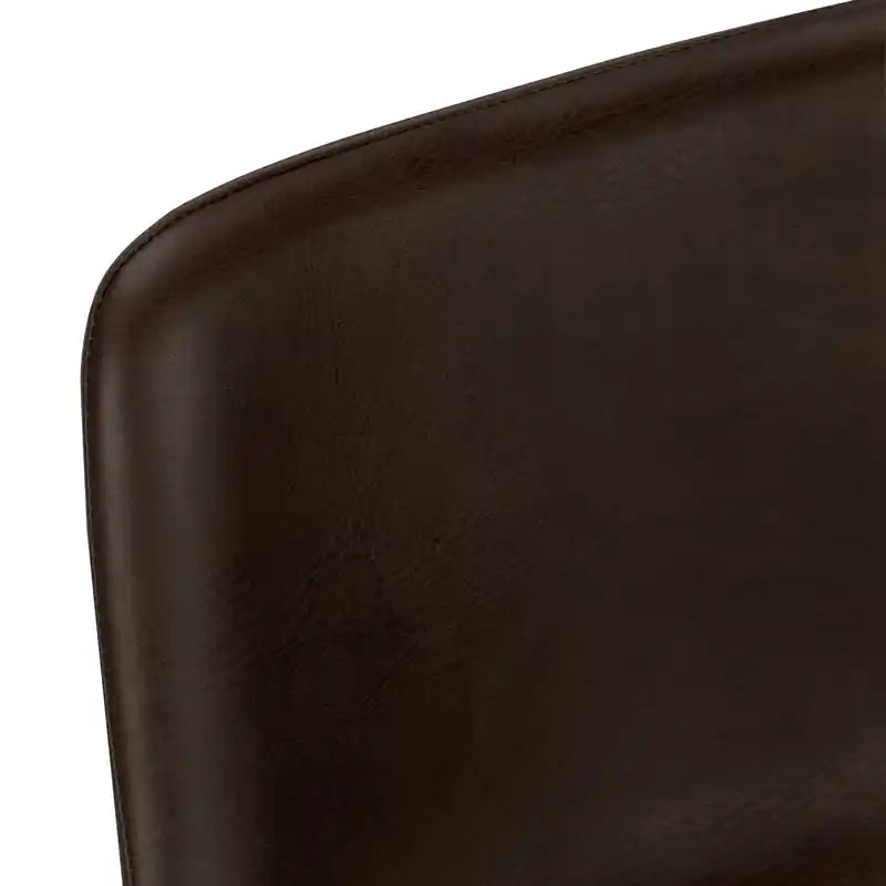 Curved Backrest Brown Leather-look Black Bar Stool