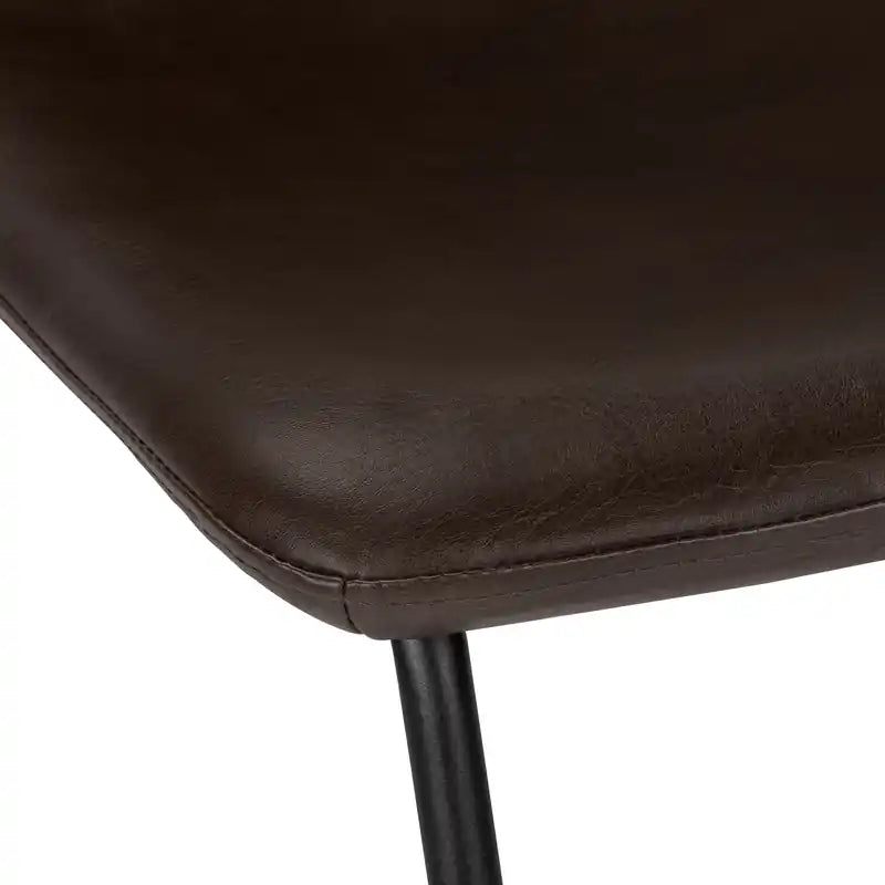 Curved Backrest Brown Leather-look Black Bar Stool