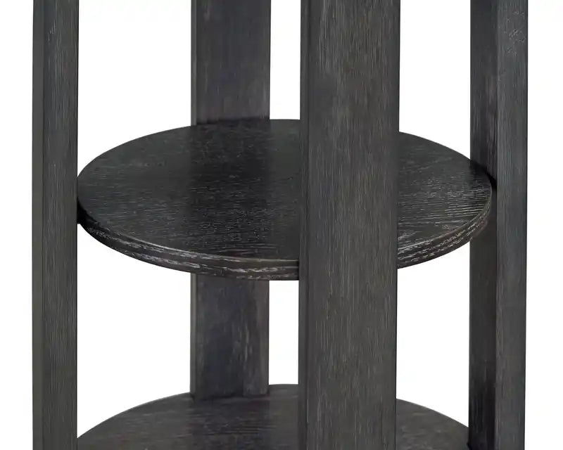18 Modern Round End Table with Shelf