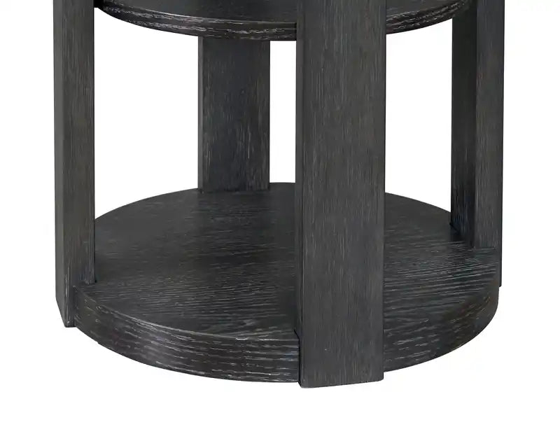 18 Modern Round End Table with Shelf