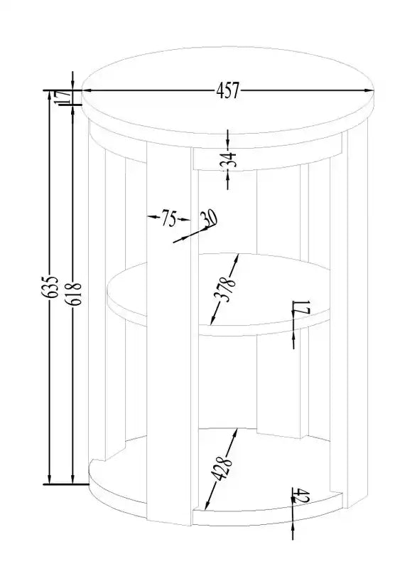 18 Modern Round End Table with Shelf