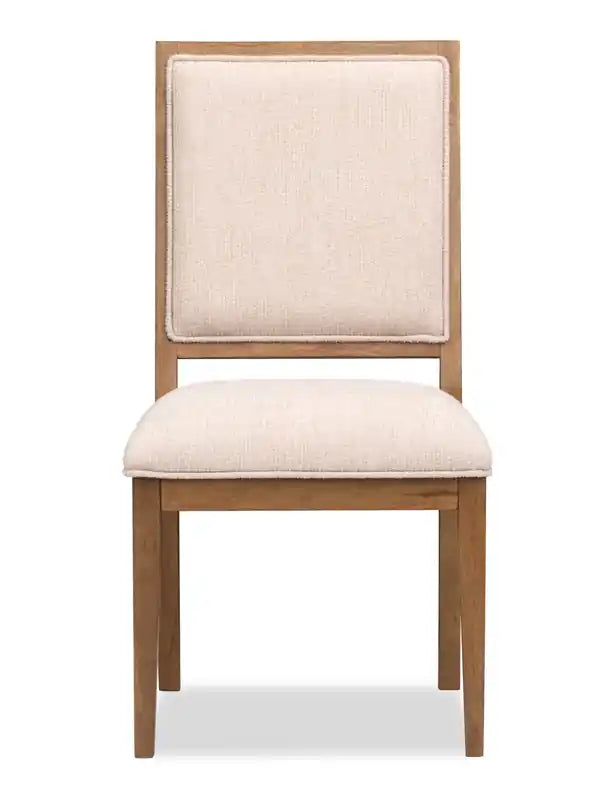 Henri Dining Chair with Polyester Fabric, Wood - Brown & Cream
