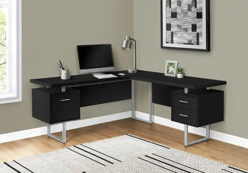 Reversible 71 L-Shaped Corner Office Desk with 3-Drawers