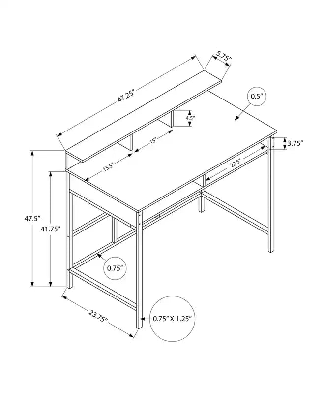 47.25 Standing Office Desk with Cubbies