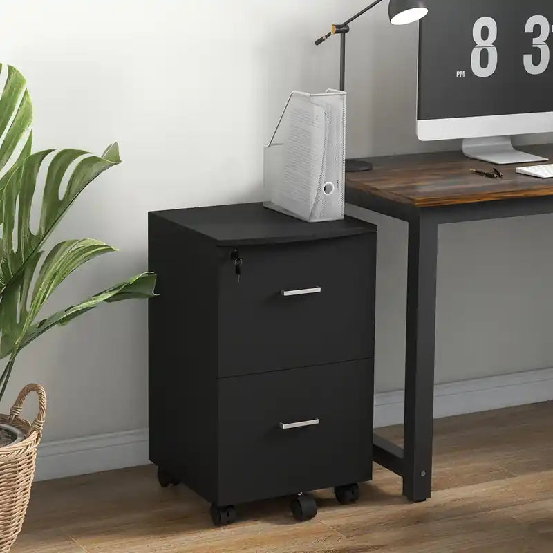 2-drawer Mobile Office File Cabinet With Lock