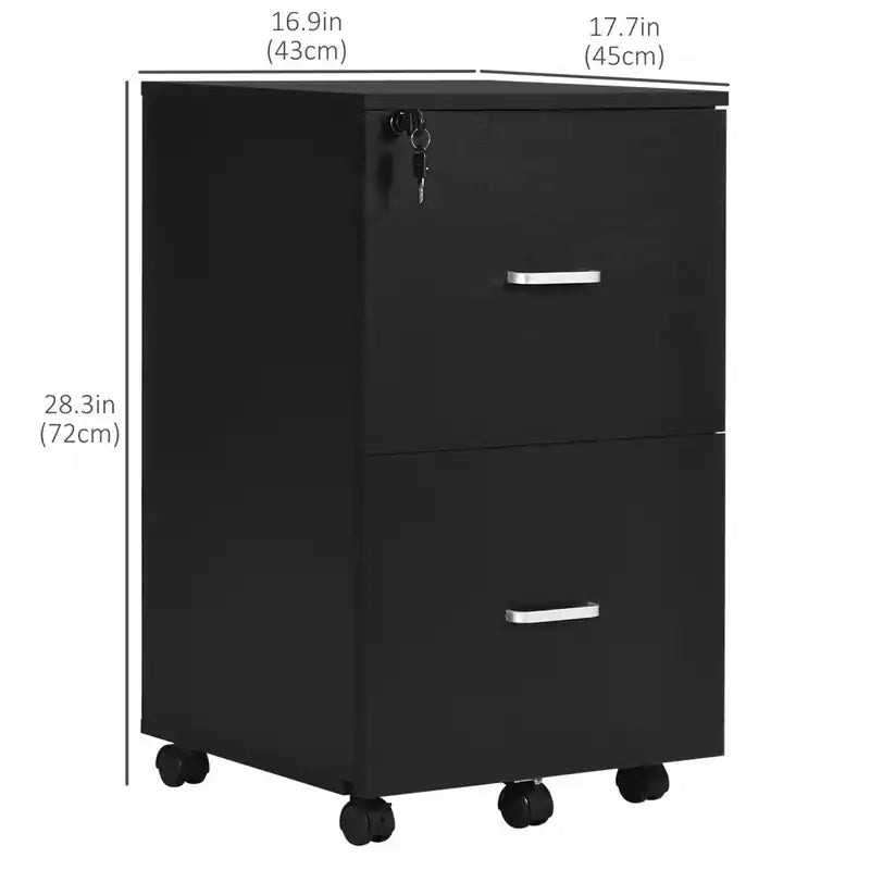 2-drawer Mobile Office File Cabinet With Lock