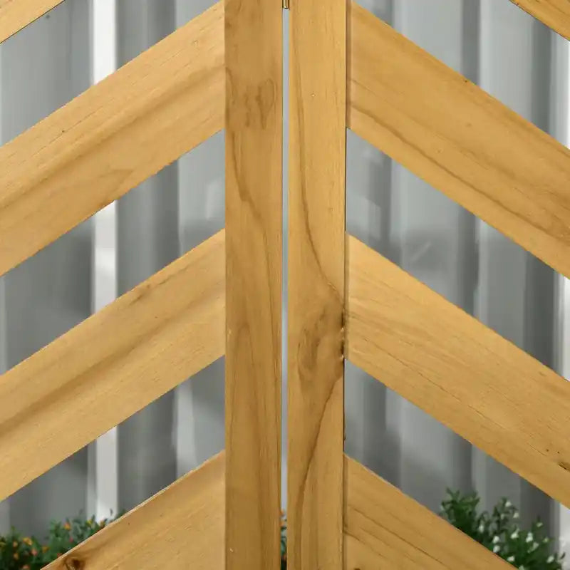 Outdoor Privacy Screen With 4 Planters And 3 Hinged Privacy Panels