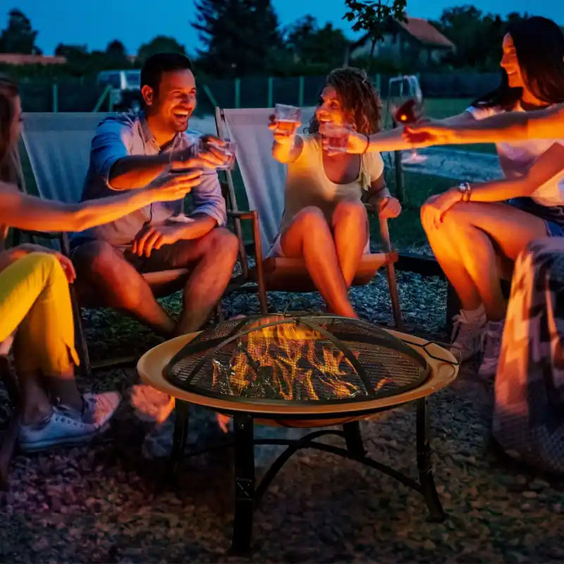 30 Outdoor Fire Pit, Potable Fire Pit W/ Lid