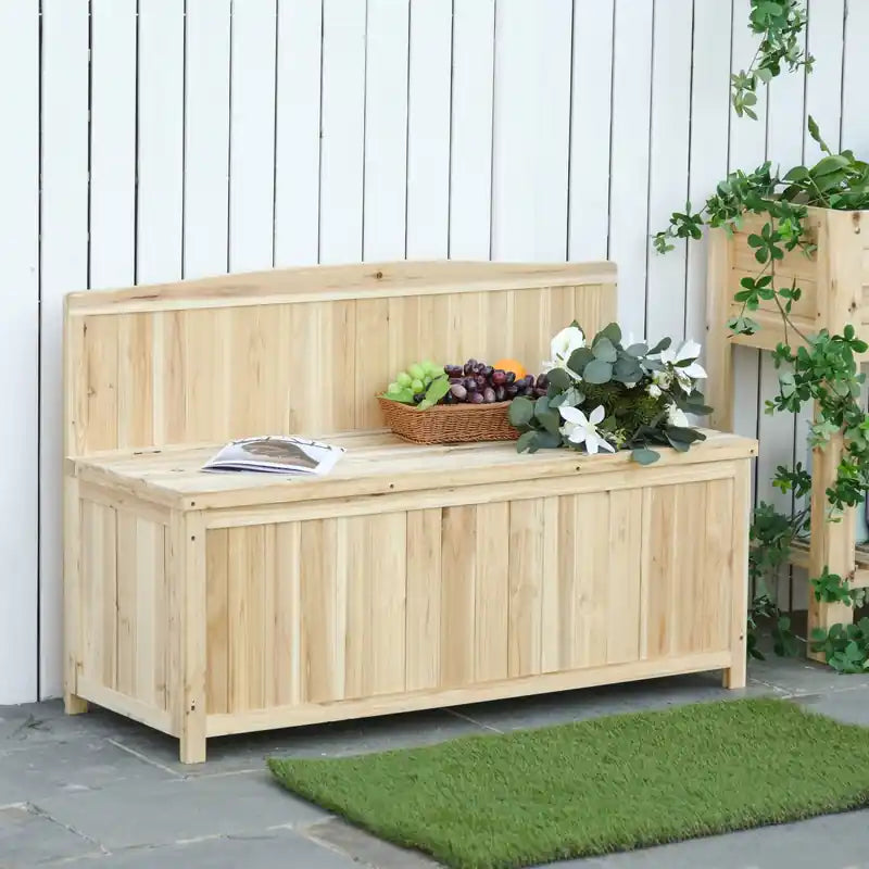 Wooden Garden Bench With Storage Box, Outdoor Seating