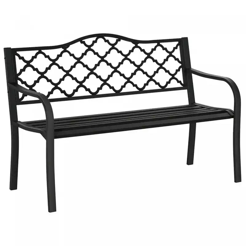 Outsunny 2-seater Garden Bench Steel Outdoor Loveseat W/ Armrests