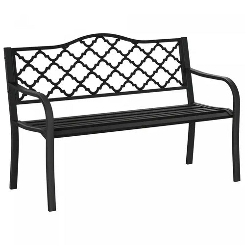Outsunny 2-seater Garden Bench Steel Outdoor Loveseat W/ Armrests