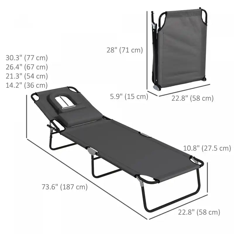 2pcs Adjustable Outdoor Lounge Chair, Garden Folding Chaise Lounge