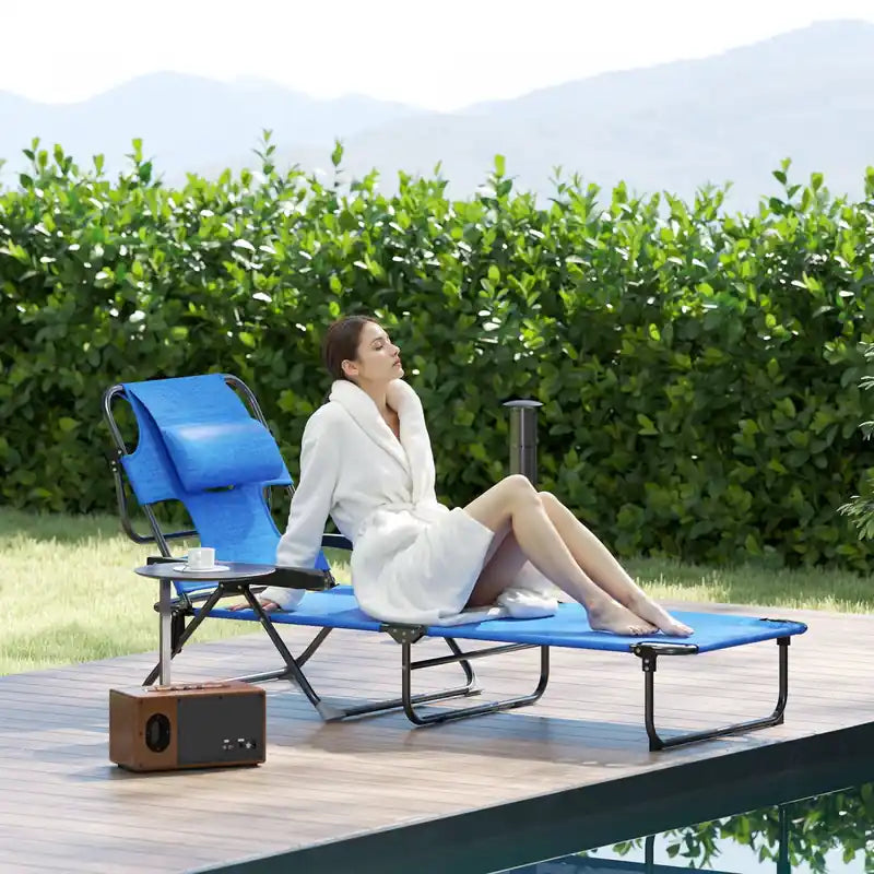 Outsunny Folding Lounge Chair W/ Reclining Back, Tanning Chair