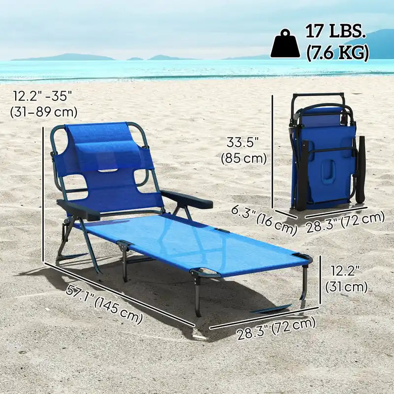 Folding Lounge Chair W/ Reclining Back, Tanning Chair